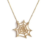 14k Gold Plated Spiderweb Pendant Necklace