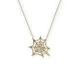 14k Solid Gold Spiderweb Necklace Pendant