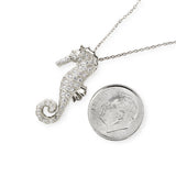Diamonds 14k White Gold Large Seahorse Pendant Necklace
