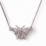Diamonds 14k White Gold Butterfly Front-View Small Pendant Necklace