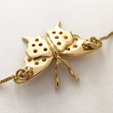 Diamonds 14k Golden Large Butterfly Pendant Necklace