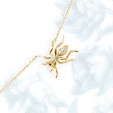 Diamond 14k Yellow Gold 3 Ant Lariat Pendant Necklace